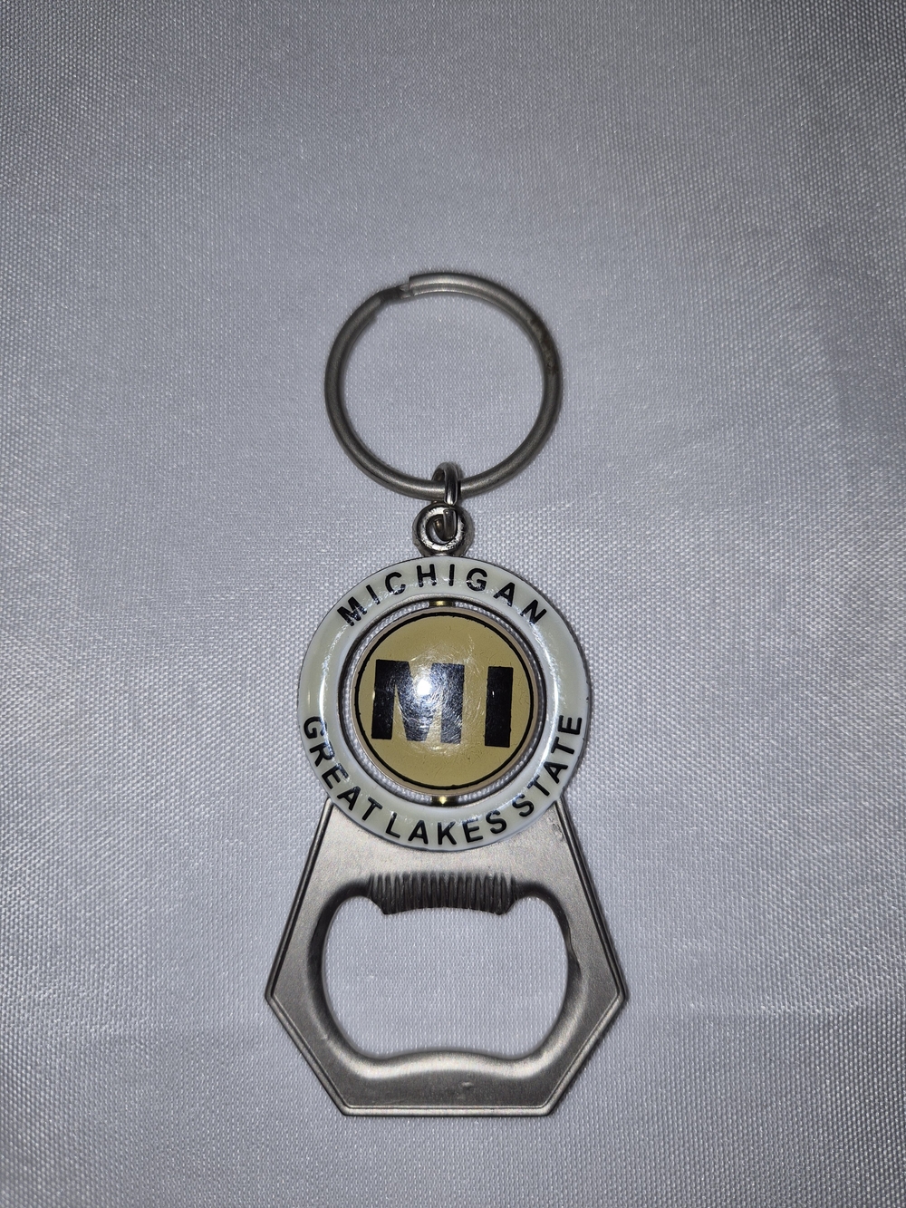 Michigan Great Lakes State Silver Bottle Opener Keychain